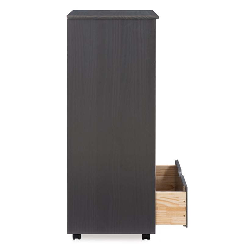 Riverbay Furniture Solid Wood Gray Storage Cart Rectangular Mobile 40.5