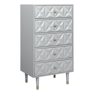 Riverbay Furniture Modern 5-Drawer Wood Geo Texture Chest in Gray