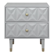 Riverbay Furniture Two Drawer Wood Geo Texture Nightstand in Gray
