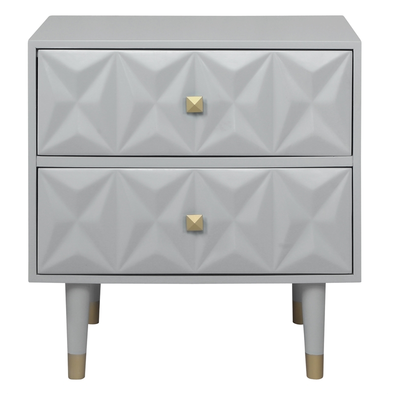 Riverbay Furniture Two Drawer Wood Geo Texture Nightstand in Gray