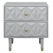Riverbay Furniture Two Drawer Wood Geo Texture Nightstand in Gray