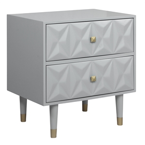 Riverbay Furniture Two Drawer Wood Geo Texture Nightstand in Gray