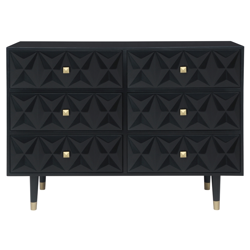 Riverbay Furniture MDF Black Dresser Rectangular Textured Front 48