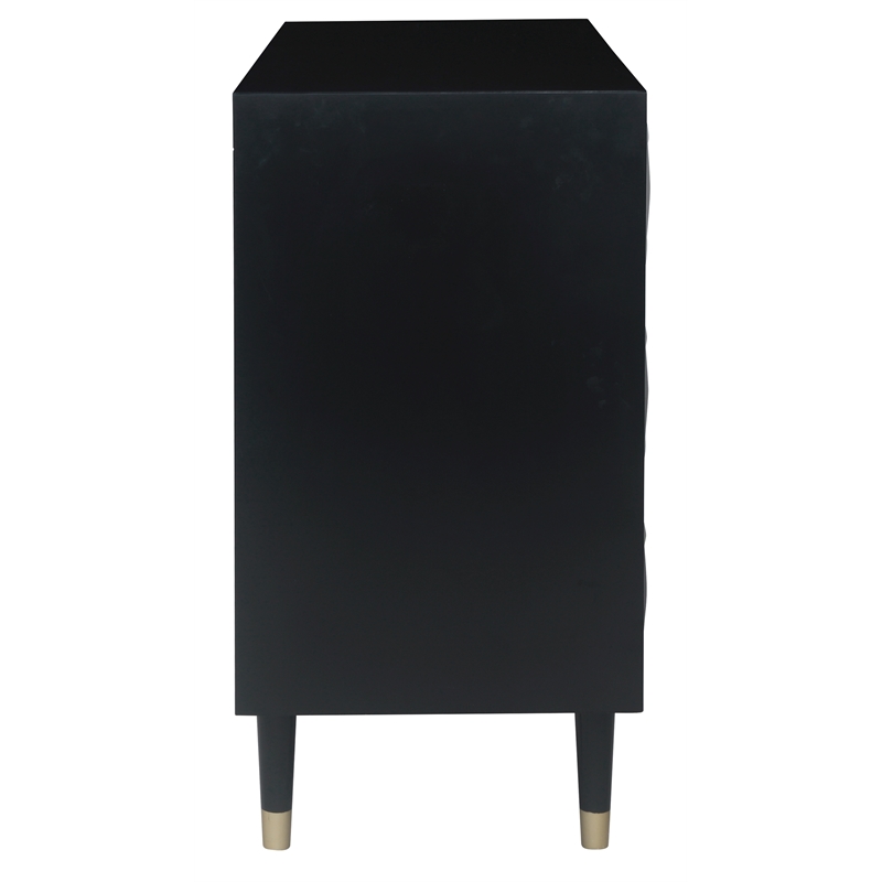 Riverbay Furniture MDF Black Dresser Rectangular Textured Front 48