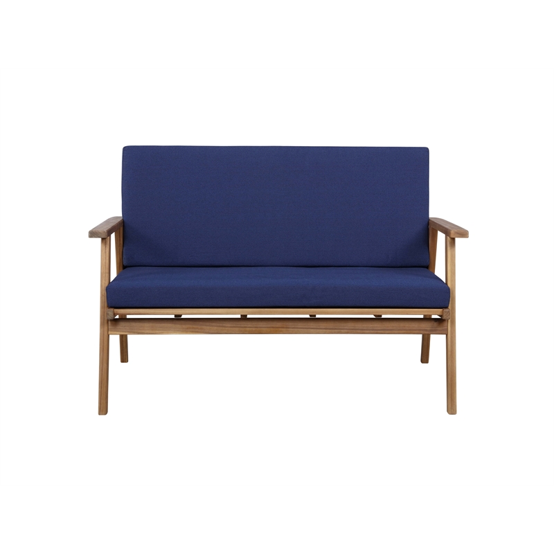 Riverbay Furniture Wood Outdoor Chat Set in Blue