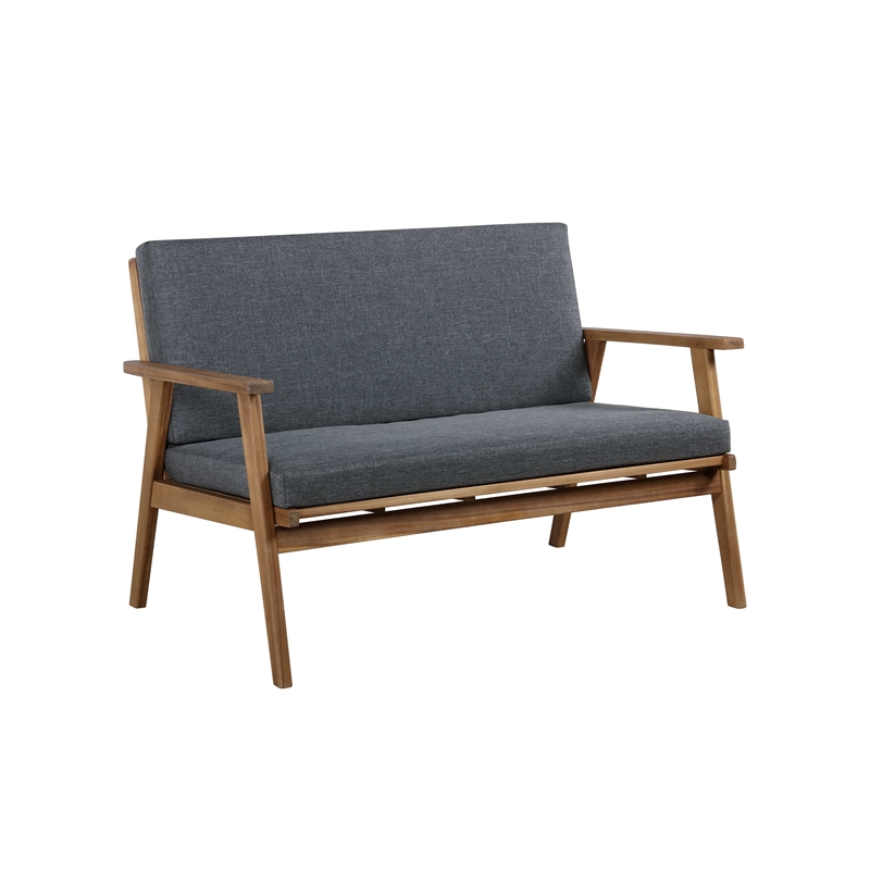 Riverbay Furniture Wood Outdoor Chat Set in Gray