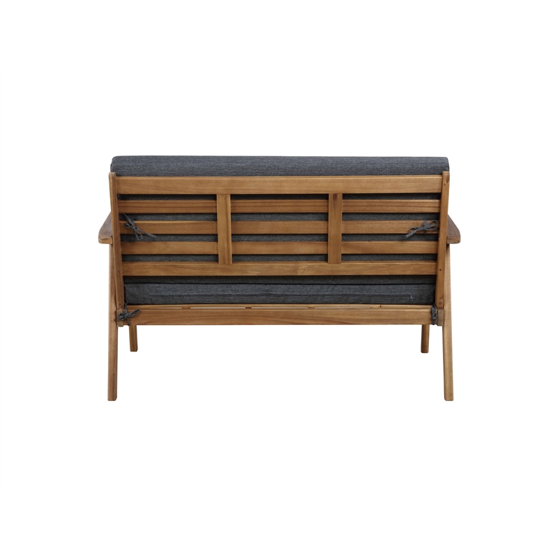 Riverbay Furniture Wood Outdoor Chat Set in Gray
