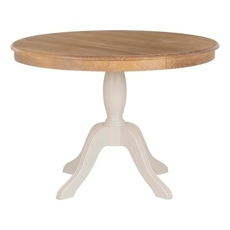 Riverbay Furniture Solid Wood Natural Brown and White Dining Table Round Farmhouse Style 42