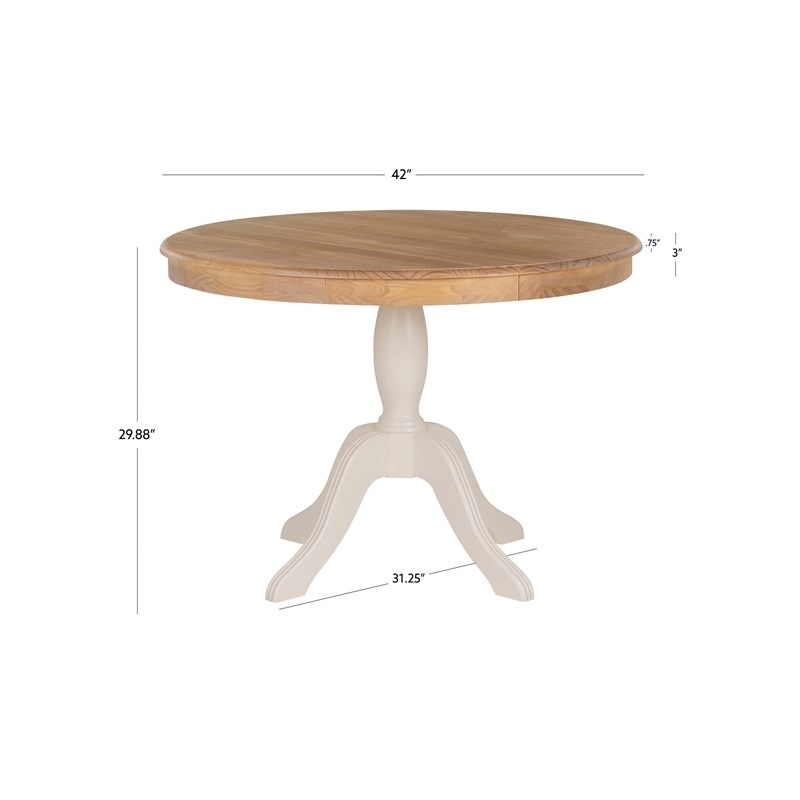 Riverbay Furniture Solid Wood Natural Brown and White Dining Table Round Farmhouse Style 42