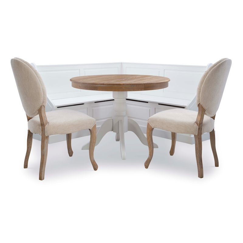 Riverbay Furniture Wood Corner Breakfast Nook in White