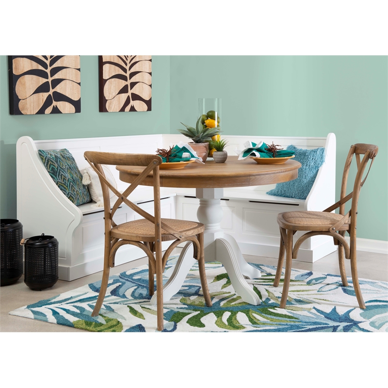 Riverbay Furniture Wood Corner Breakfast Nook in White