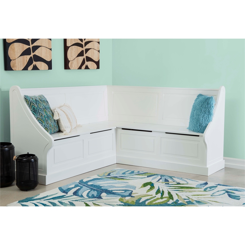 Riverbay Furniture Wood Corner Breakfast Nook in White