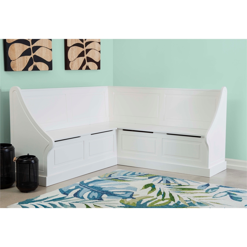 Riverbay Furniture Wood Corner Breakfast Nook in White