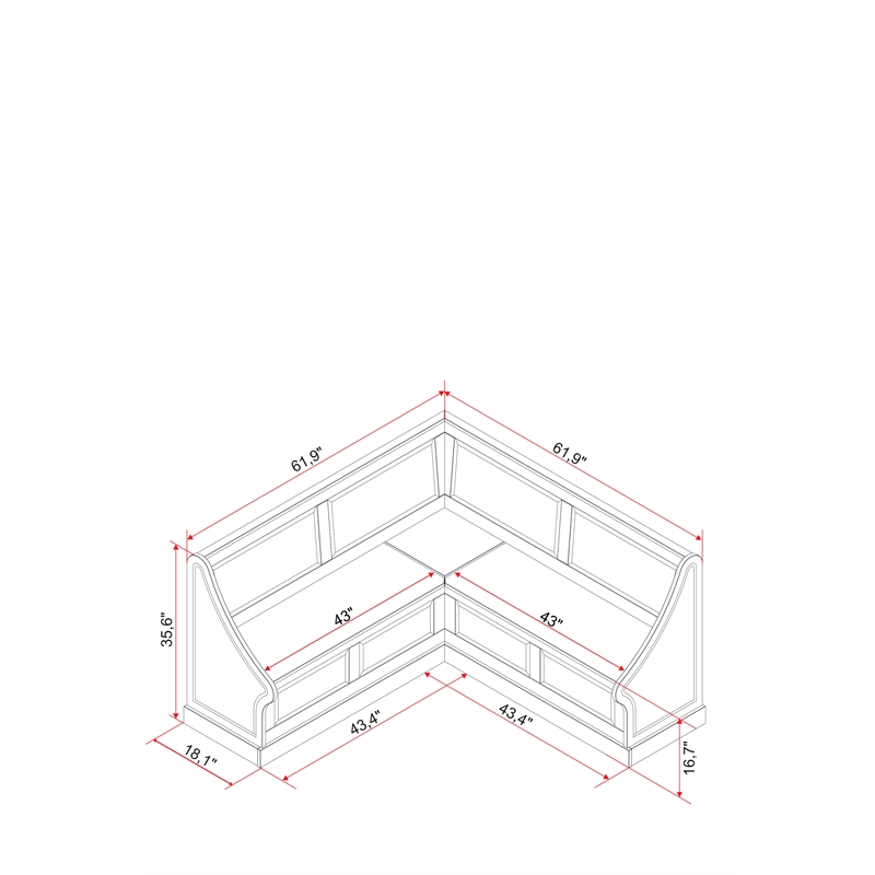 Riverbay Furniture Wood Corner Breakfast Nook in White
