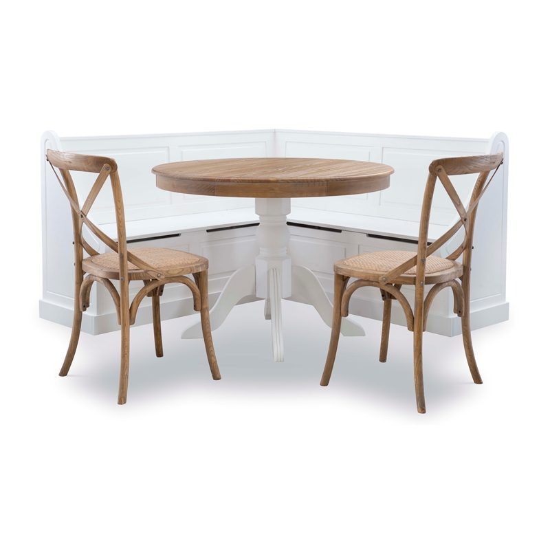 Riverbay Furniture Wood Corner Breakfast Nook in White
