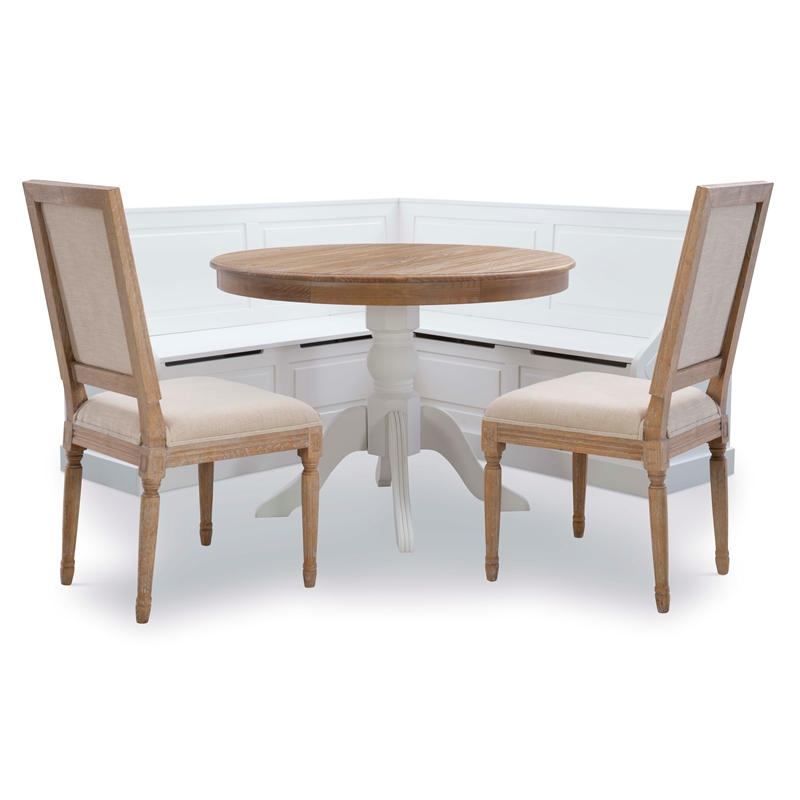 Riverbay Furniture Wood Corner Breakfast Nook in White