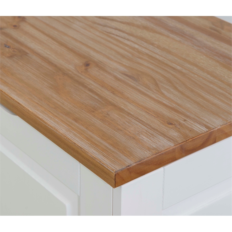 Riverbay Furniture Pine MDF Natural White Breakfast Nook Rectangular Hidden Storage 62.4