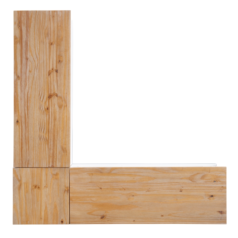 Riverbay Furniture Pine MDF Natural White Breakfast Nook Rectangular Hidden Storage 62.4