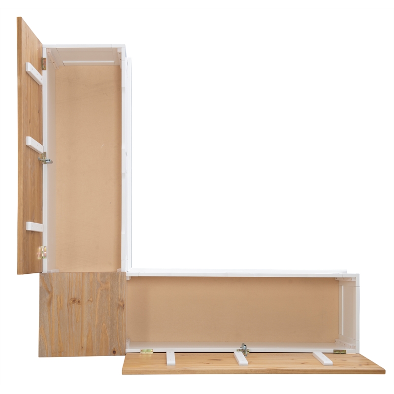 Riverbay Furniture Pine MDF Natural White Breakfast Nook Rectangular Hidden Storage 62.4
