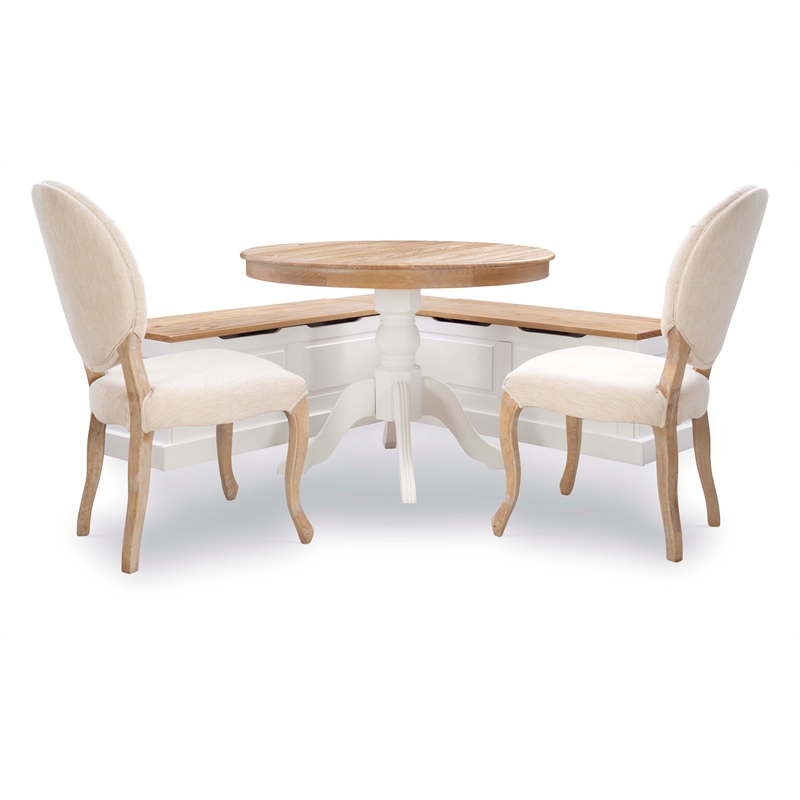 Riverbay Furniture Pine MDF Natural White Breakfast Nook Rectangular Hidden Storage 62.4