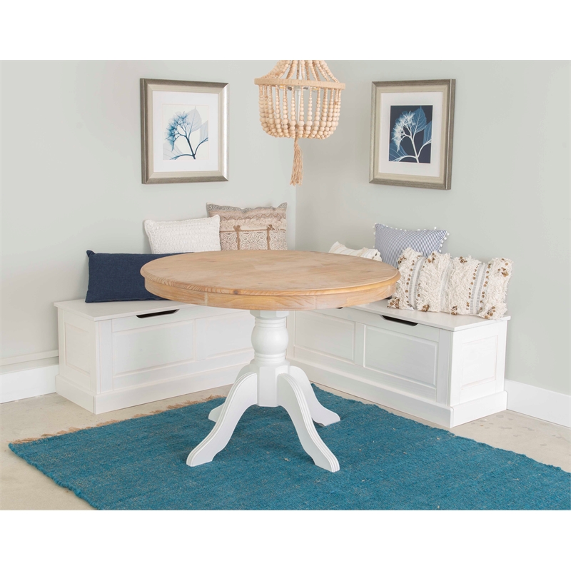 Riverbay Furniture Wood White Breakfast Nook Hidden Storage 62.4
