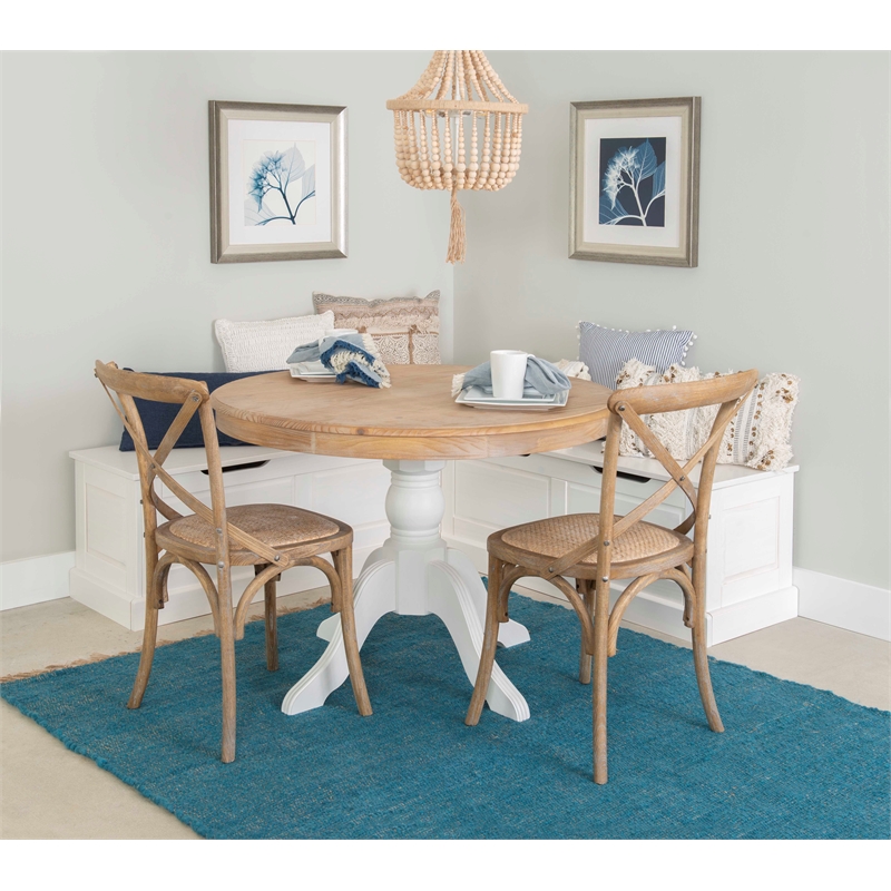 Riverbay Furniture Wood White Breakfast Nook Hidden Storage 62.4