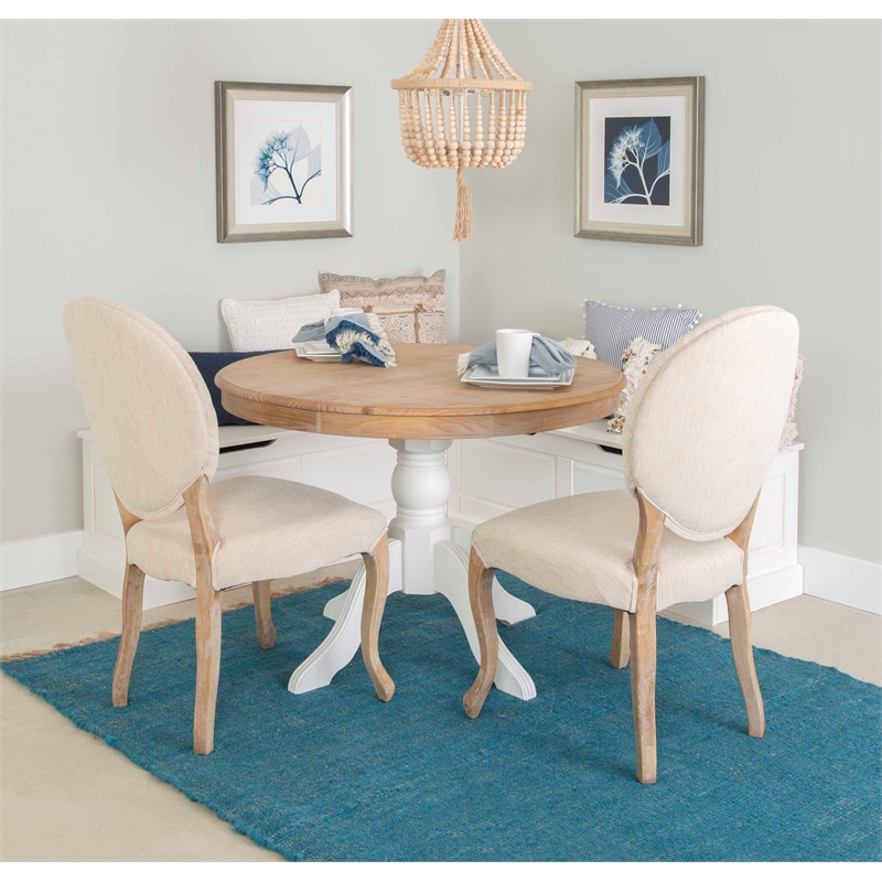 Riverbay Furniture Wood White Breakfast Nook Hidden Storage 62.4