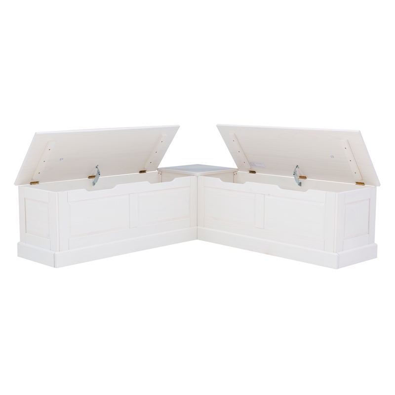 Riverbay Furniture Wood White Breakfast Nook Hidden Storage 62.4