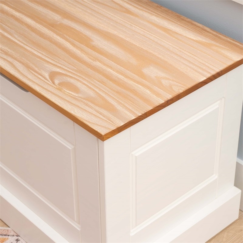 Riverbay Furniture Solid Wood White/Natural Dining Nook Set Round Hidden Storage 42