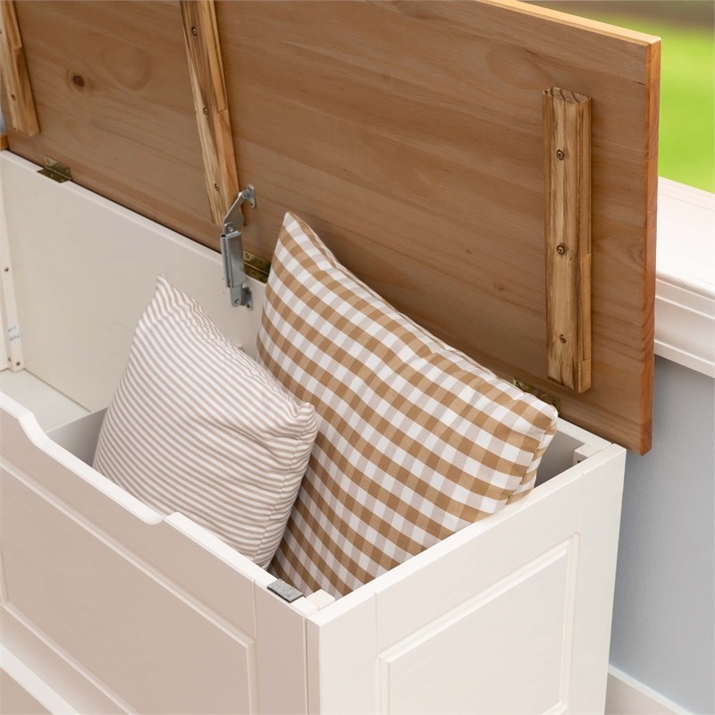 Riverbay Furniture Solid Wood White/Natural Dining Nook Set Round Hidden Storage 42
