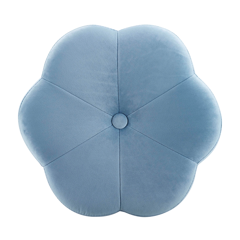 Riverbay Furniture Metal Upholstered Accent Vanity Stool in Blue