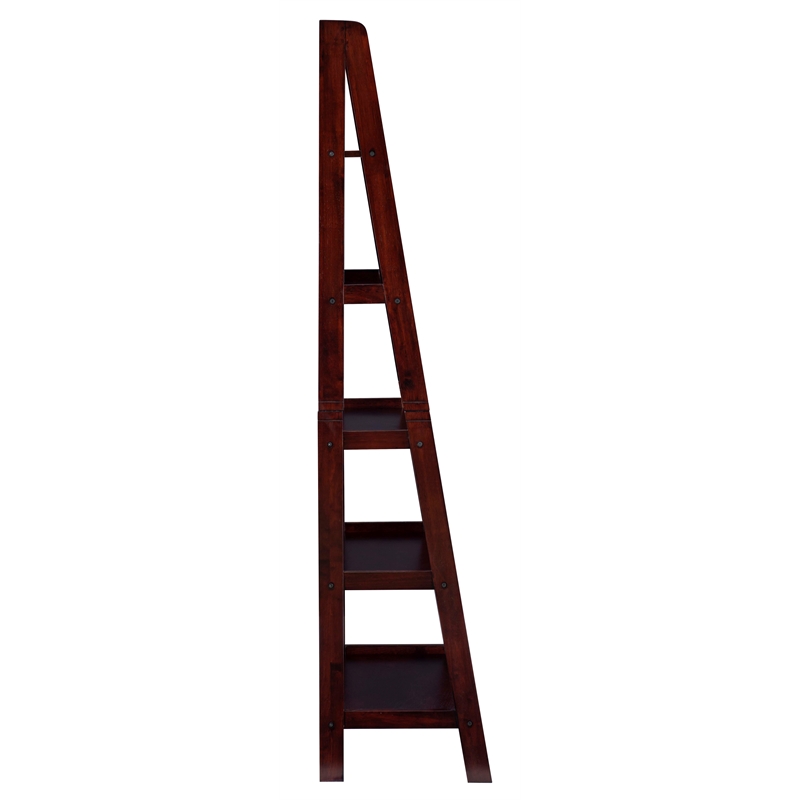 Riverbay Furniture 5 Shelf Wood Ladder Bookshelf Bookcase in Espresso
