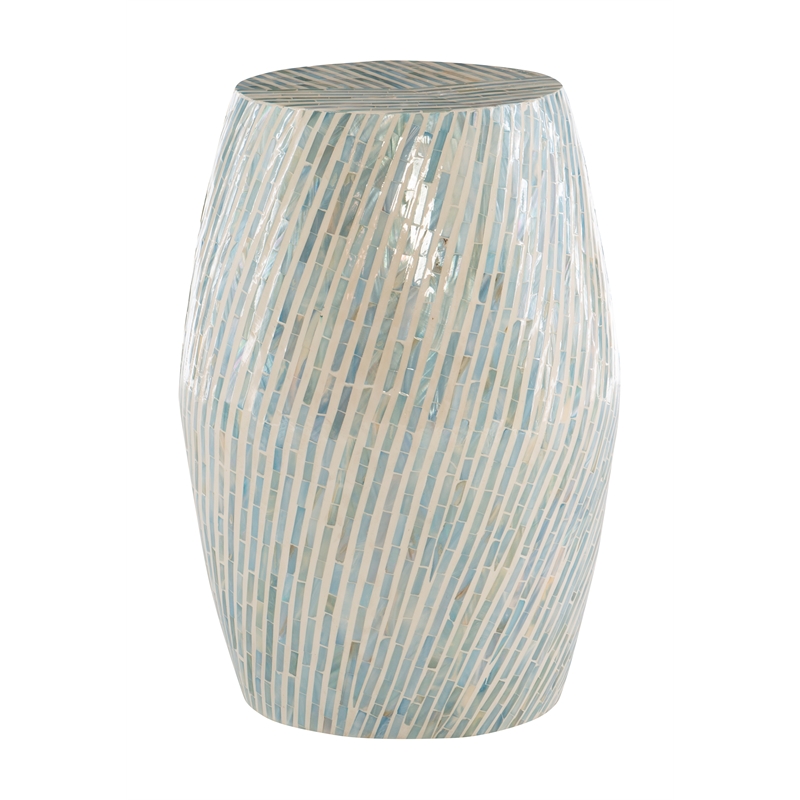Riverbay Furniture MDF Light Blue Drum Table Round Glam 13.75