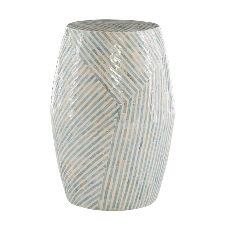Riverbay Furniture MDF Light Blue Drum Table Round Glam 13.75