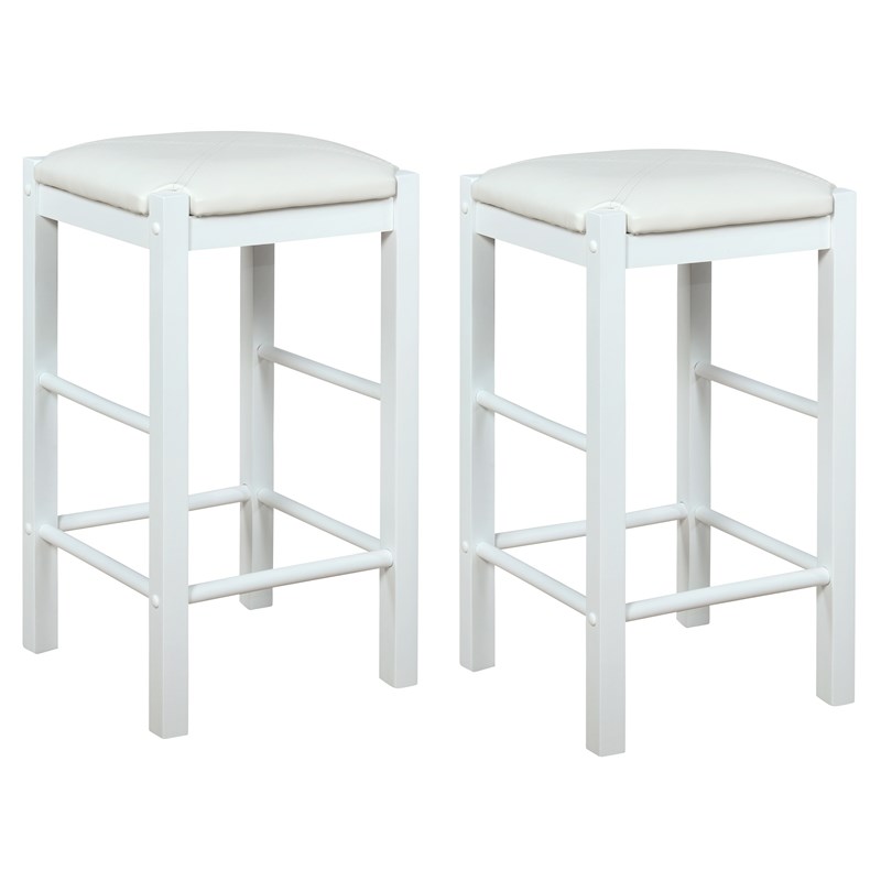 Riverbay Furniture Five Piece Wood Faux Marble Tavern Set in White