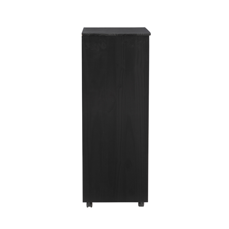 Riverbay Furniture Pine Wood Black Storage Cart Rectangular Mobile 40.5