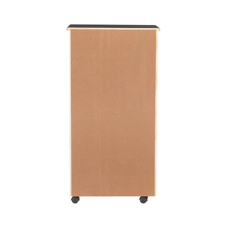 Riverbay Furniture Pine Wood Black Storage Cart Rectangular Mobile 40.5