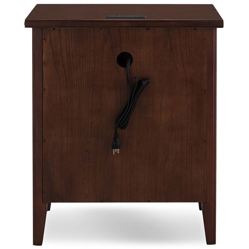 Riverbay Furniture 3 Drawer Nightstand with USB Outlets in Chocolate Cherry