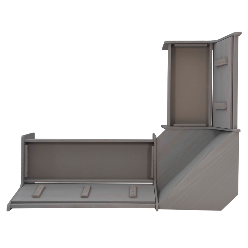 Riverbay Furniture Solid Pine Gray Dining Nook Set Corner Storage 63.75