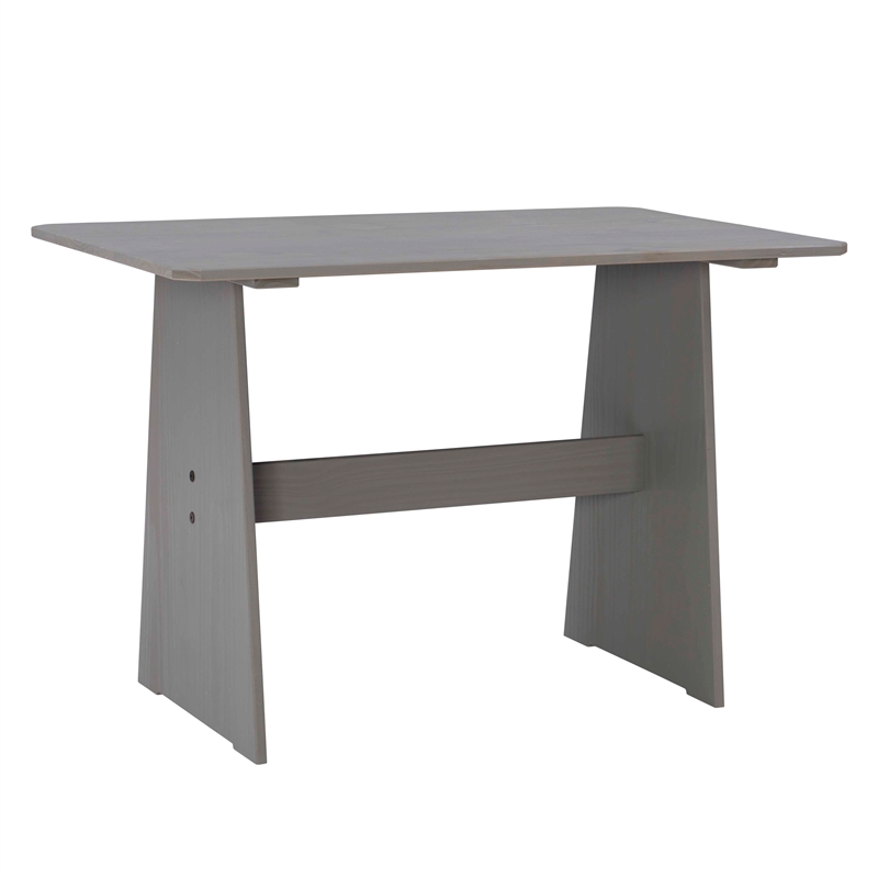 Riverbay Furniture Solid Pine Gray Dining Nook Set Corner Storage 63.75