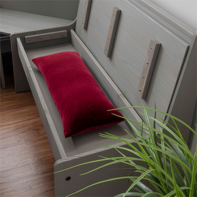 Riverbay Furniture Solid Pine Gray Dining Nook Set Corner Storage 63.75