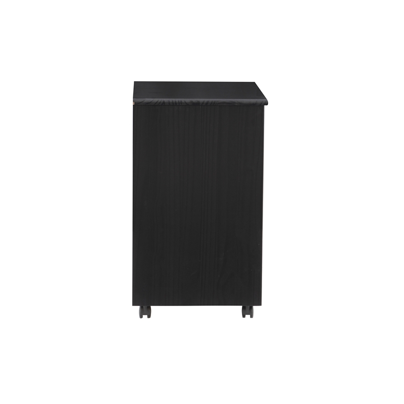 Riverbay Furniture Black Six Drawer Wood Rolling Storage Cart in Black