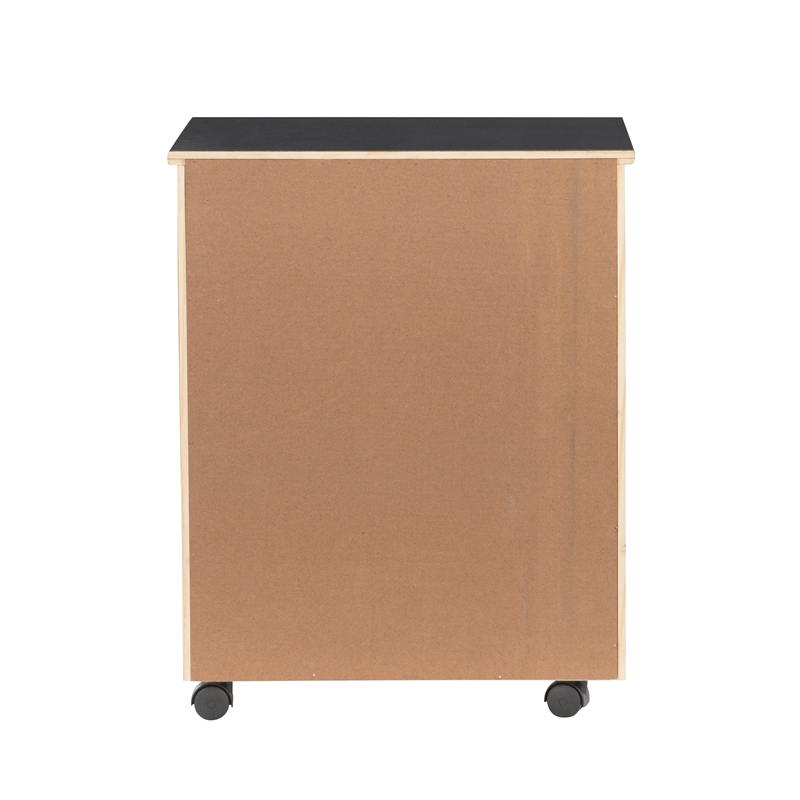Riverbay Furniture Black Six Drawer Wood Rolling Storage Cart in Black