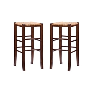 Riverbay Furniture Traditional Backless Set of Two Wood 29&quot Barstools in Walnut