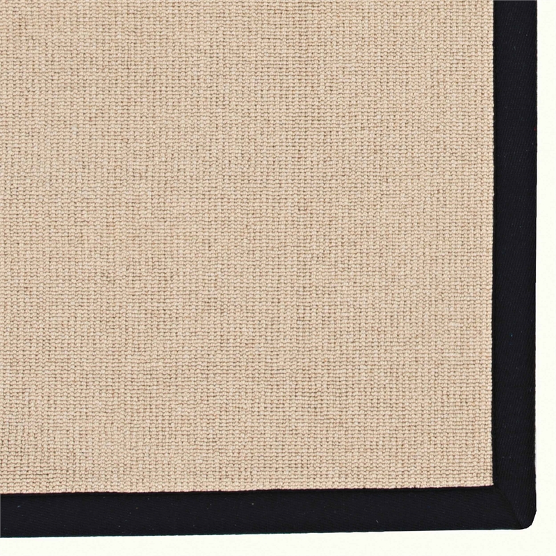 Riverbay Furniture Transitional Machine Tufted Wool 4'x6' Rug in Natural/Black