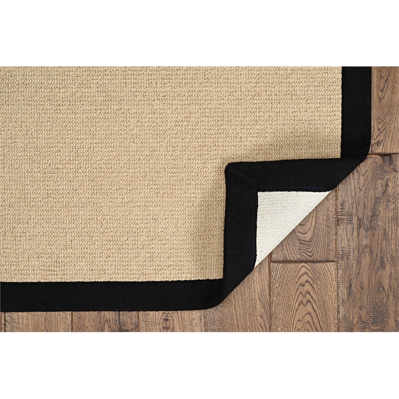 Riverbay Furniture Transitional Machine Tufted Wool 4'x6' Rug in Natural/Black