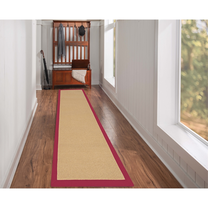 Riverbay Furniture Wool Sisal/Red Runner Rectangular Machine Tufted 2'6