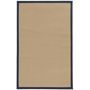 Riverbay Furniture Transitional Machine Tufted Wool 4'x6' Rug in Sisal and Blue