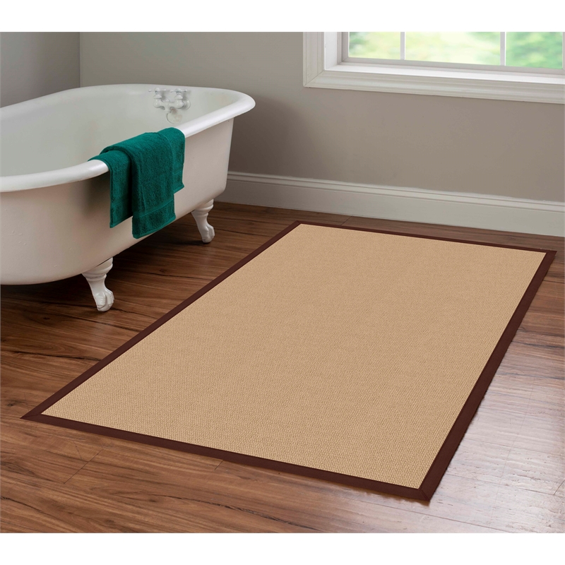 Riverbay Furniture Transitional Machine Tufted Wool 4'x6' Rug in Sisal and Brown