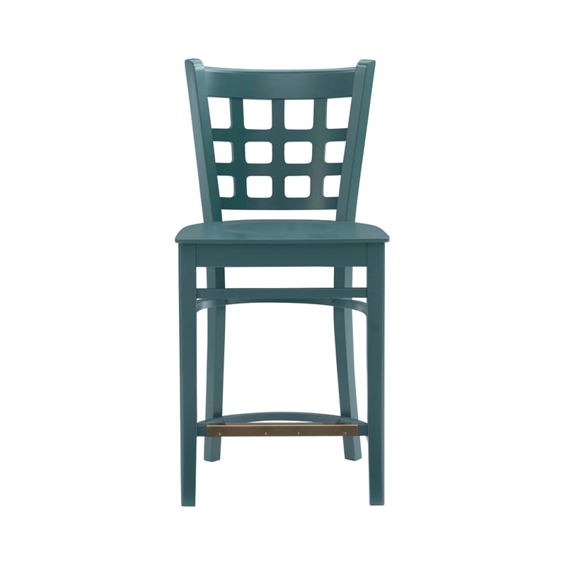 Riverbay Furniture Transitional Beech Wood Set of Two Counter Stools in Green